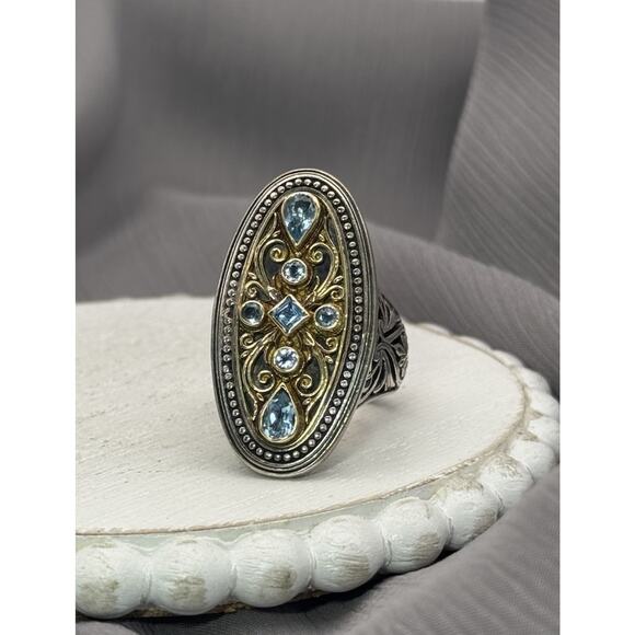 Konstantino Jewelry - Konstantino Sterling Silver & 18k Yellow Gold Topaz Cocktail Ring SZ 7.5 /22.77g